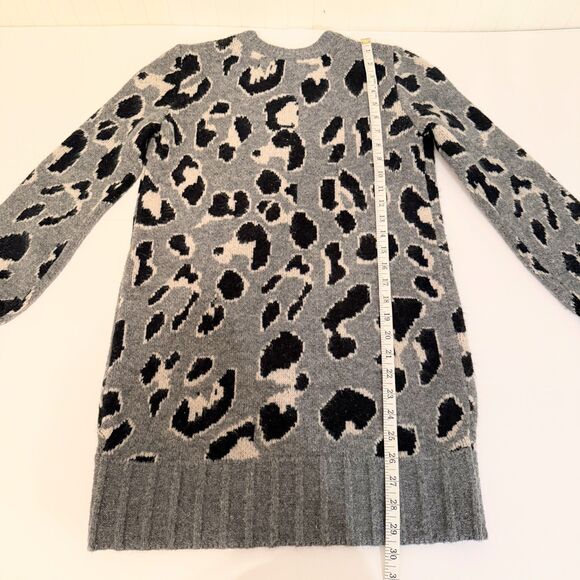 Lovers + Friends Speak Up Sweater Dress Charcoal Gray Leopard Knit Long Sleeve S - Picture 9 of 13